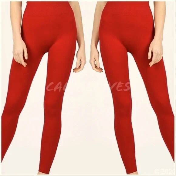 S/M Callie Tamale: Red Hot Seamless Leggings Small Medium footless elastic-free - Picture 8 of 9